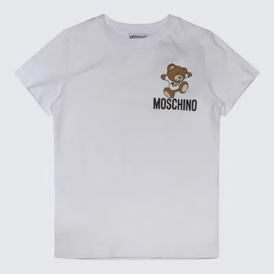 Moschino Kids' White Cotton T-shirt In Bianco Ottico