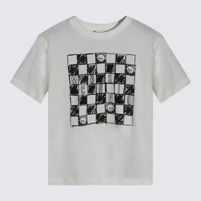 Moschino Kids' White Cotton T-shirt In Gray