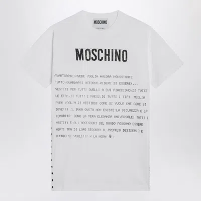 MOSCHINO WHITE COTTON T-SHIRT WITH LOGO