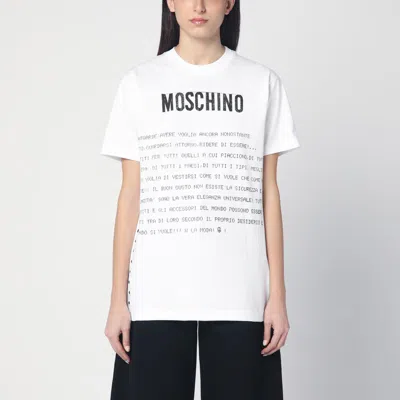 MOSCHINO MOSCHINO WHITE COTTON T-SHIRT WITH LOGO