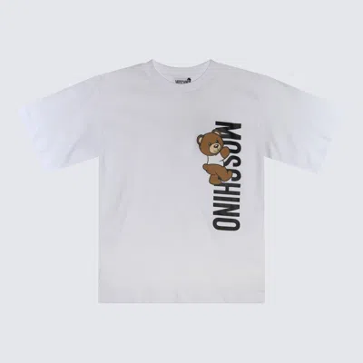 Moschino Kids' White Cotton Teddy Bear T-shirt In Bianco