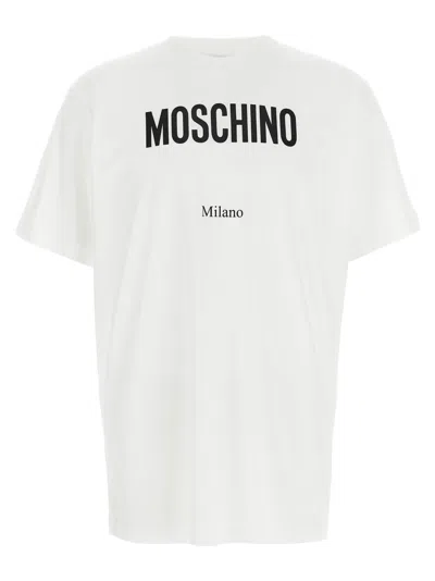 MOSCHINO WHITE CREWNECK LOGO T-SHIRT