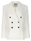 Moschino Double-breasted Blazer With Buttoned Cuffs In White