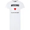 MOSCHINO WHITE DRESS FOR GIRL WITH LOGO AND HEART