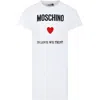 Moschino White Dress For Girl With Logo And Heart In White