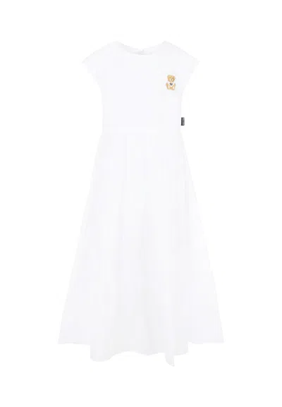 Moschino Kids' White Dress For Girl With Teddy Bear