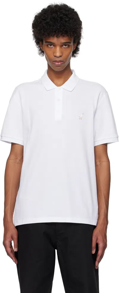 Moschino White Goose Embroidery Polo In Multi White