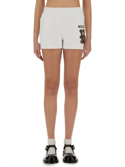 Moschino White Graphic Shorts
