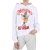 Moschino White Ice Logo Print Cotton Hoodie In White