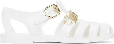 Moschino White Jelly Lettering Logo Sandals