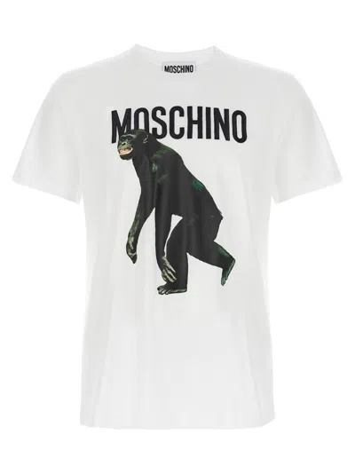 MOSCHINO WHITE LOGO EMBROIDERY T-SHIRT