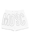 Moschino White Logo Print Swim Shorts
