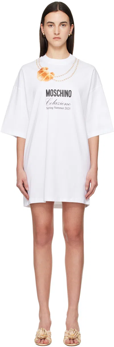 Moschino White '' Breakfast Minidress In 1001 Multi White