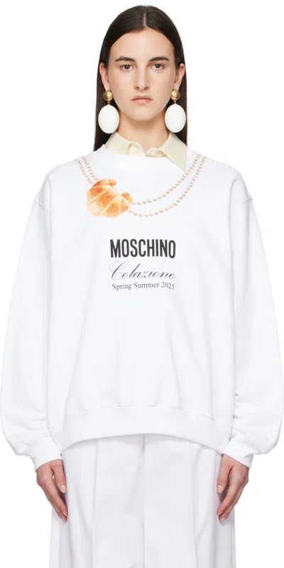 Moschino White '' Breakfast Sweatshirt In 1001 Multi White