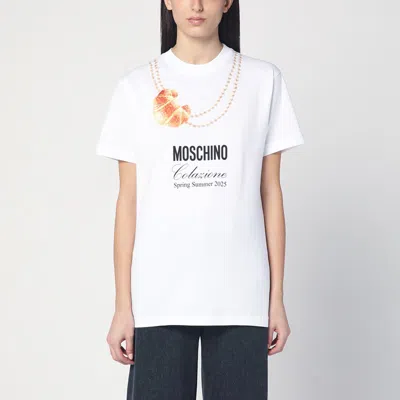 MOSCHINO WHITE MOSCHINO BREAKFAST T-SHIRT
