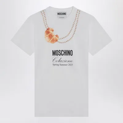 MOSCHINO WHITE MOSCHINO BREAKFAST T-SHIRT