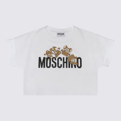 Moschino Kids' White Multicolour Cotton Blend T-shirt In Bianco