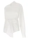 Moschino Asymmetric One-shoulder Shirt Chest Pocket Detail In White