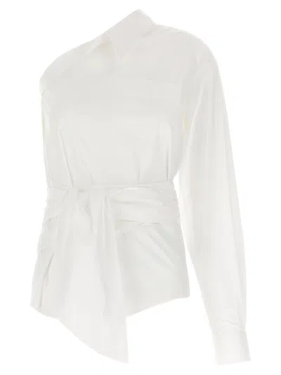 MOSCHINO WHITE ONE-SHOULDER SHIRT