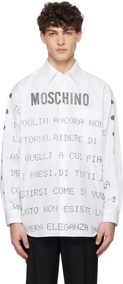 Moschino White Poetry Messages Shirt In Multi White