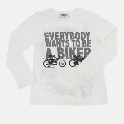 Pre-owned Moschino White Printed Jersey Long Sleeve T-shirt 4 Yrs