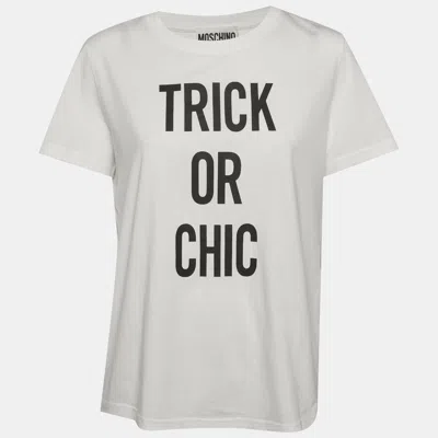 Pre-owned Moschino White Printed Jersey T-shirt L