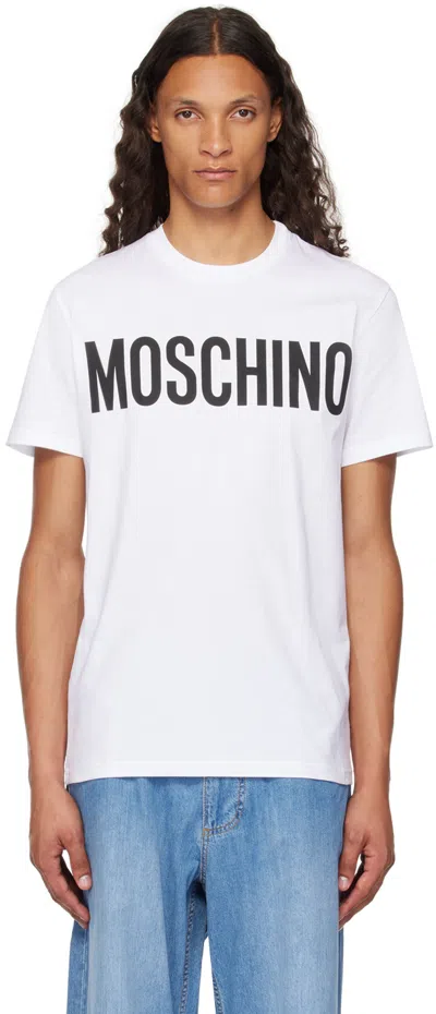 Moschino White Printed-logo T-shirt In Multi White