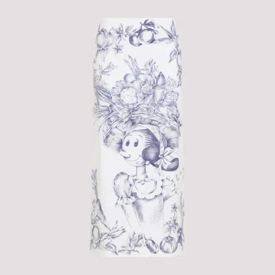 MOSCHINO WHITE PRINTED PENCIL SKIRT