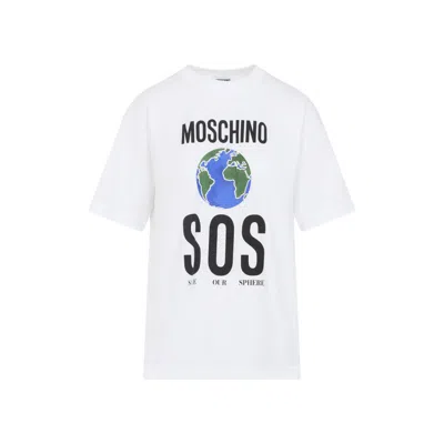 MOSCHINO WHITE PRINTED T-SHIRT