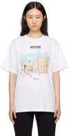 Moschino T-shirt With Logo In A1001 Fantasy White