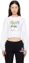 Moschino White Puzzle Bobble Sweatshirt In A1001 Fantasy White