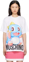 Moschino White Puzzle Bobble T-shirt In A1001 Fantasy White