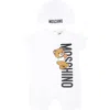 MOSCHINO WHITE SET FOR BABYKIDS WITH TEDDY BEAR AND LOGO