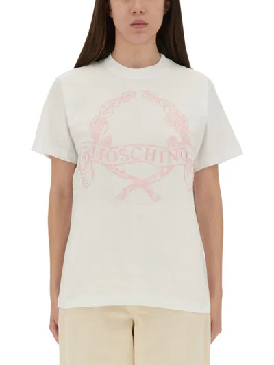 Moschino White Single Graphic Crew Neck T-shirt