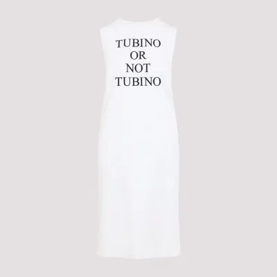 MOSCHINO WHITE SLOGAN-PRINT MIDI DRESS
