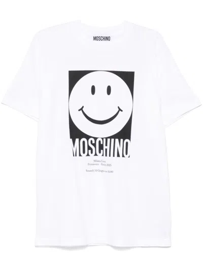 MOSCHINO WHITE SMILEY LOGO T-SHIRT