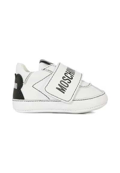 Moschino White Sneakers For Babykids With Logo