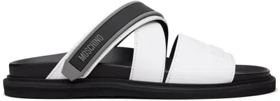 Moschino White Sporty Sandals In Black