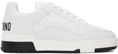 Moschino White Streetball Teddy Bear Sneakers In 100 Bianco