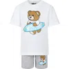 MOSCHINO WHITE SUIT FOR BOY WITH TEDDY BEAR AND SURFBOARD