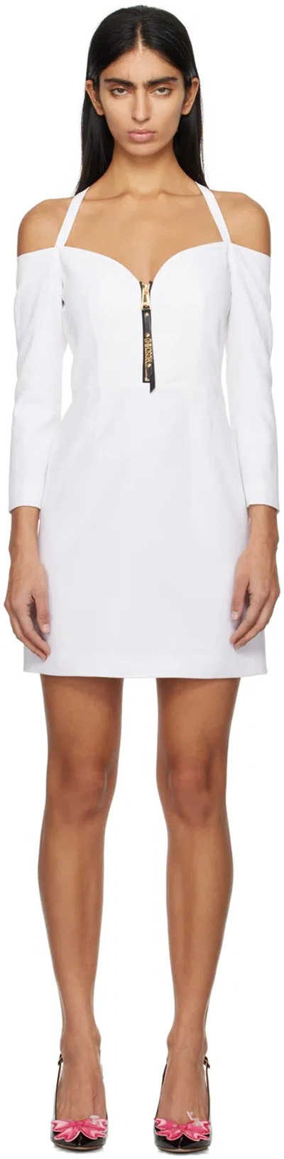 Moschino White Sweetheart Minidress In A8001 Fantasy White