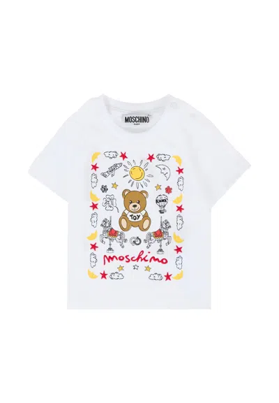 Moschino White T-shirt For Baby Boy With Teddy Bear