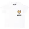 MOSCHINO WHITE T-SHIRT FOR BABY BOY WITH TEDDY BEAR AND LOGO