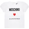 Moschino White T-shirt For Baby Girl With Logo In White