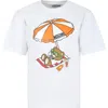 MOSCHINO WHITE T-SHIRT FOR BOY WITH TEDDY BEAR AND LOGO