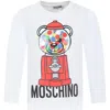 MOSCHINO WHITE T-SHIRT FOR GIRL WITH TEDDY BEAR AND LOGO