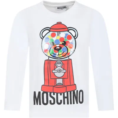 Moschino Kids' White T-shirt For Girl With Teddy Bear And Logo