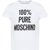 MOSCHINO WHITE T-SHIRT FOR KIDS WITH BLACK PRINT