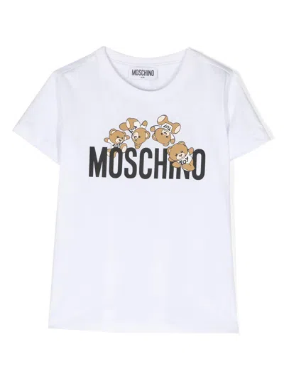 MOSCHINO WHITE T-SHIRT WITH MOSCHINO TEDDY FRIENDS PRINT