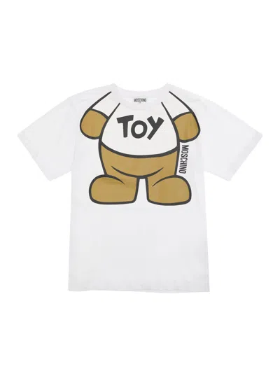 Moschino Kids' White T-shirt With Teddy Bear Print In Cotton Boy